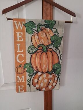 Amazon Orange & Green Pumpkin Welcome Tapestry